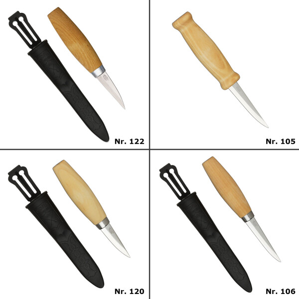 Morakniv Wood Carving Schnitzmesser-Set mit den 4 Modellen 105/106/120/122